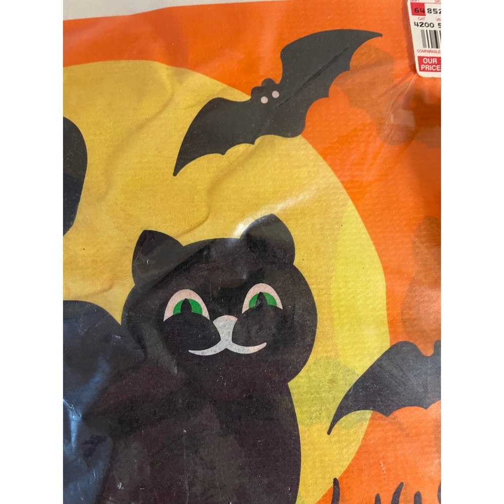 Vintage 1983 Halloween Party Set 2 Table Covers Black Cat Bats & Ghost Napkins - Picture 3 of 13